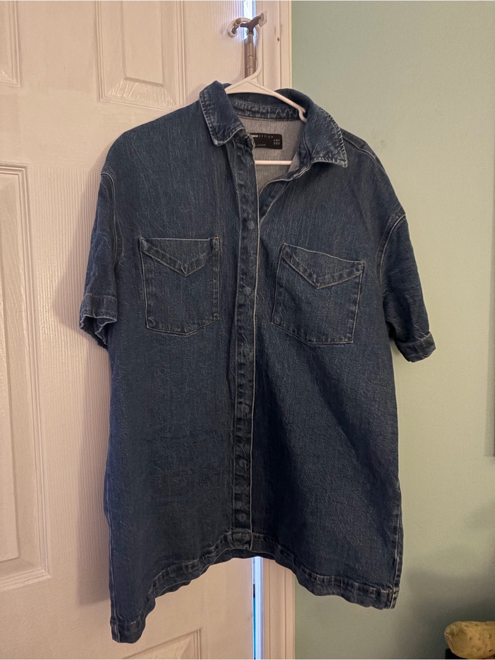 ASOS Denim Short-Sleeve Dress - Blue